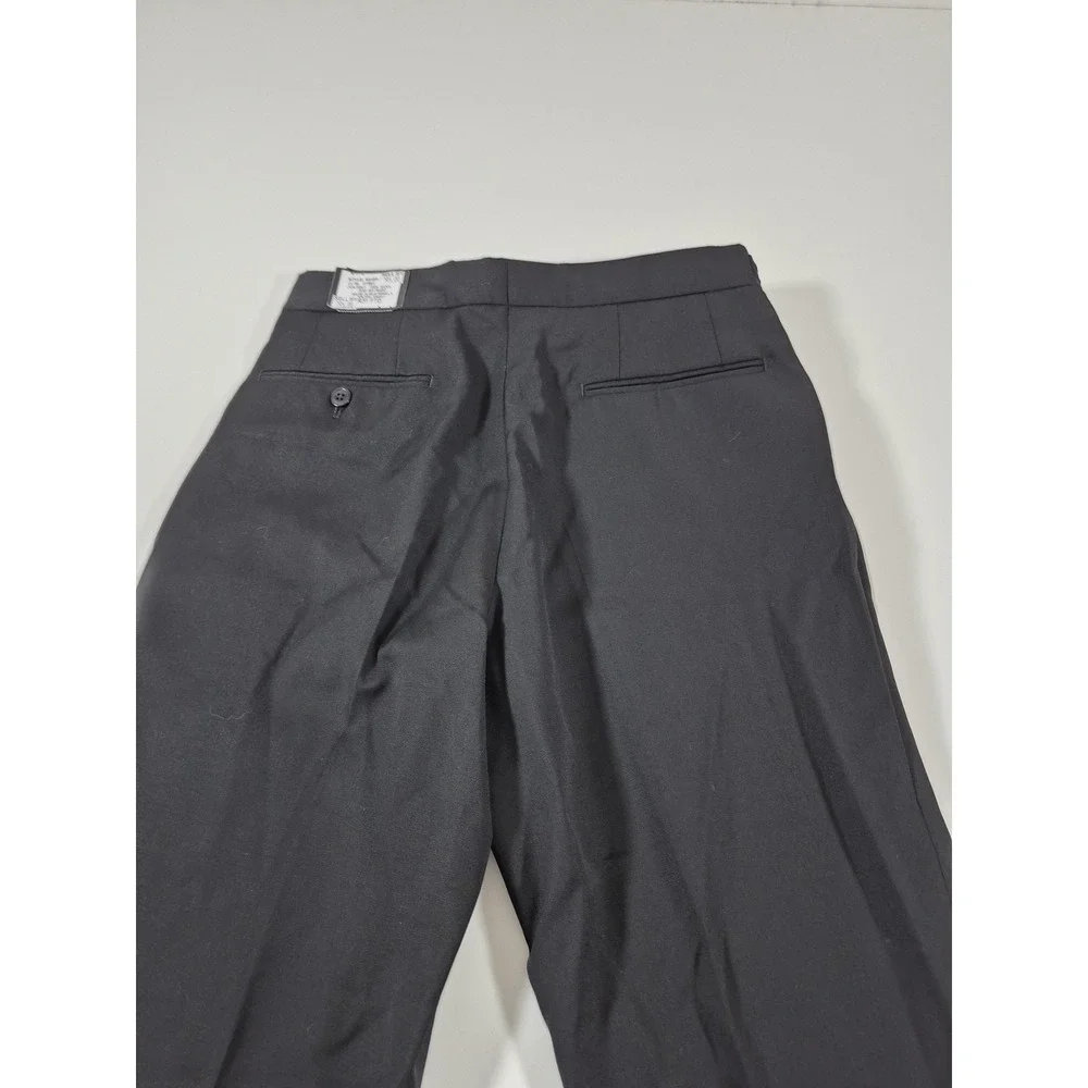 Dress Pants Mens 31x36 Black Wool Flat Front Adjustable Waist Unhemmed